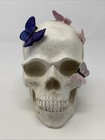 Skull Day Butterflies Halloween Resin Figurine Tabletop Decor 6"