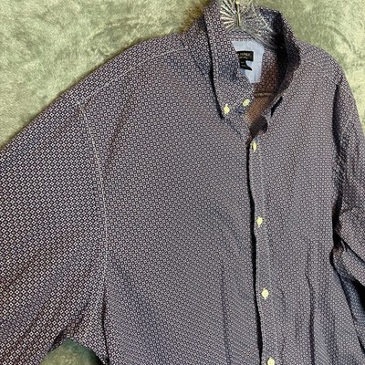 Banana Republic Men Soft Wash Slim Button Down Shirt 2XLT Purple Micro Print