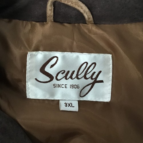 Chaqueta Scully Para Hombres 3XL Marrón Gamuza Cuero Western Bolsillos Frontales a Presión Abrigo Pesado - Imagen 18 de 20
