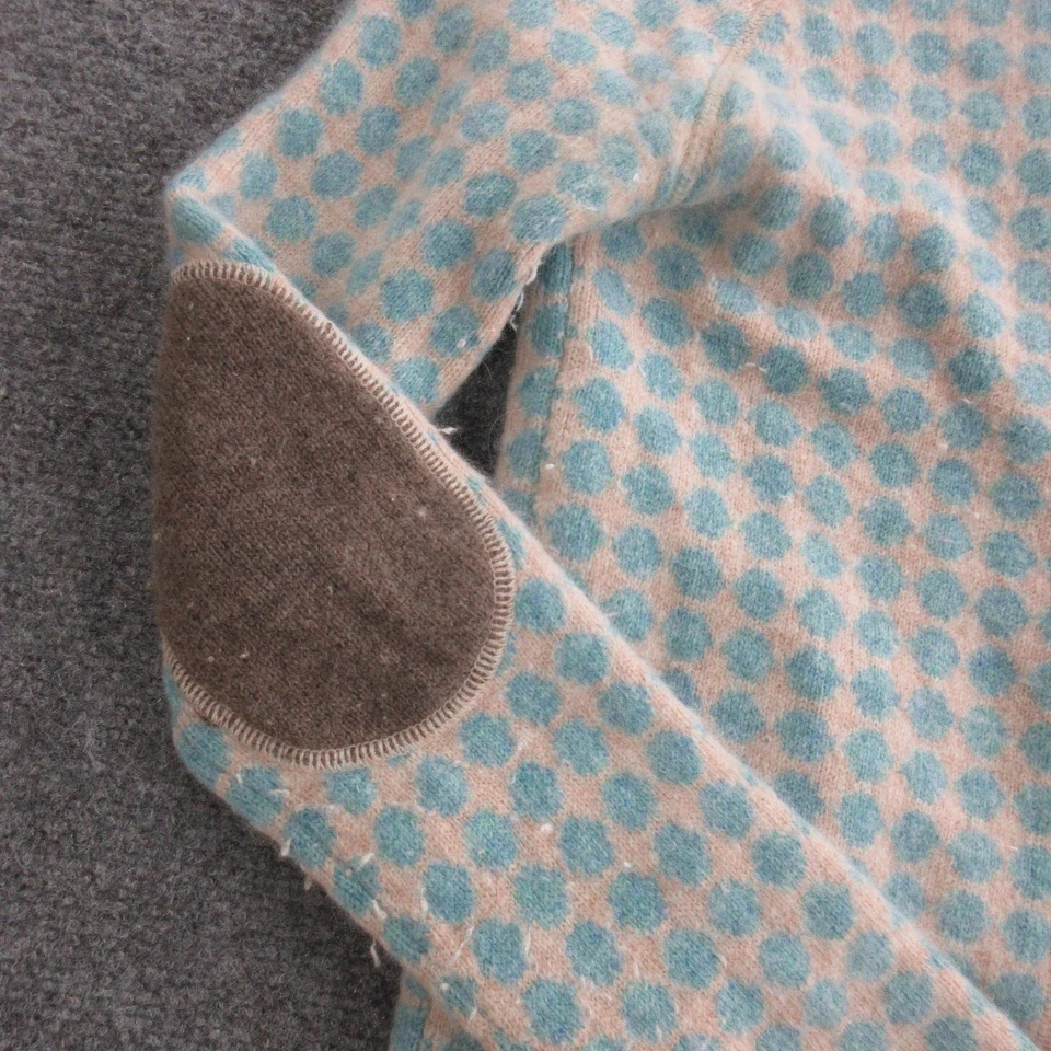 Cárdigan suéter Orla Kiely para mujer 2 parches azules tostados a lunares en el codo lana de cordero Foto 3 de 4