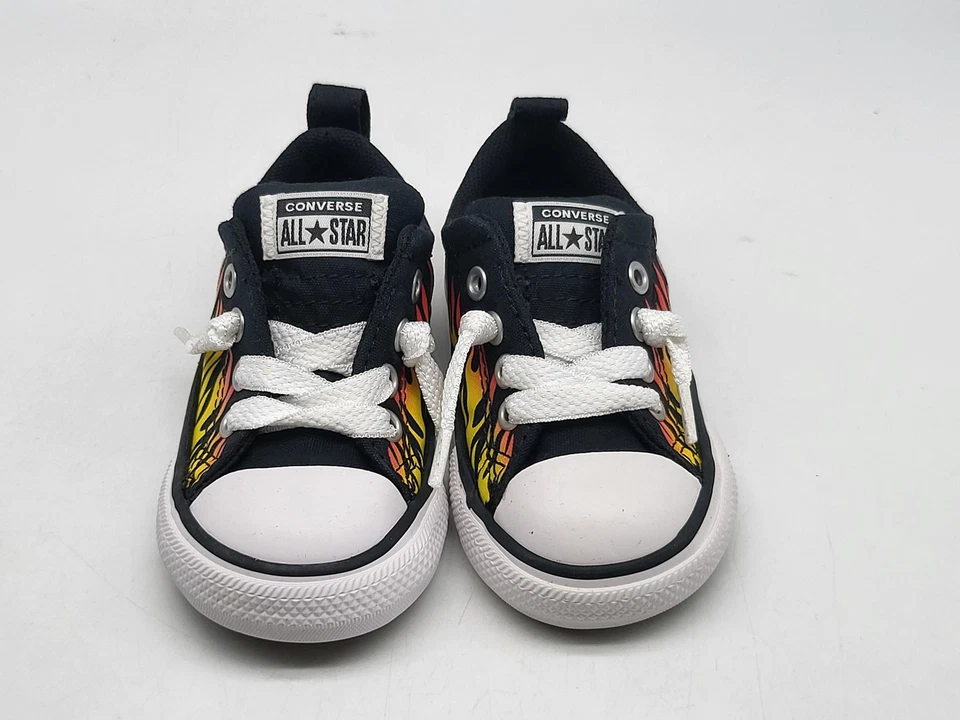 Zapatos Converse All Star Infantil Talla 5 Negro Amarillo Estampado de Llama Zapatillas bajas Foto 2 de 4