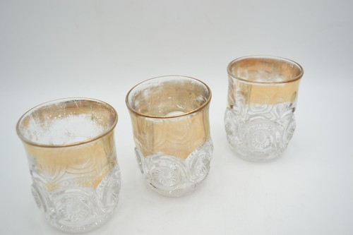 RARE U S Glass Star In Bull's Eye Gold Trim Tumblers c.1901 Lot of 3 - Picture 7 of 8