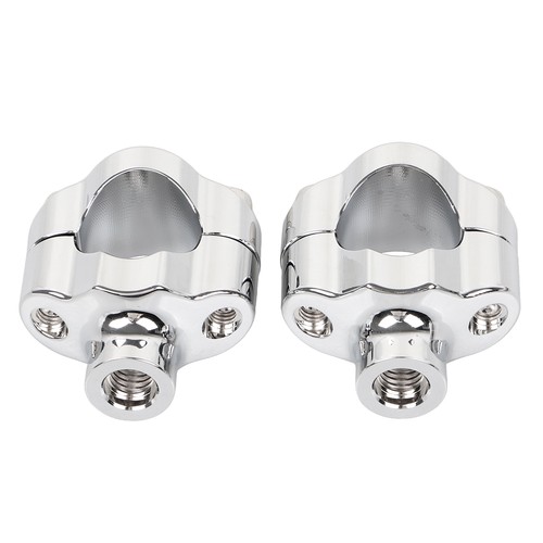 Chrome 1.5" Tall Handlebar Risers Mount Clamp Fit For Harley 1.25" Bars Softail - Picture 11 of 11