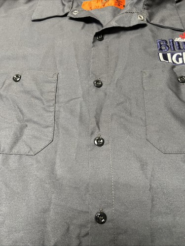 Red Kap Button Down Collard Shirt Labatt Blue Embroidered Short Sleeve Button Up - Picture 4 of 8