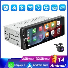6.86" Apple CarPlay Single 1 DIN Car Stereo Radio Android 14 GPS WiFi 2 32GB BT