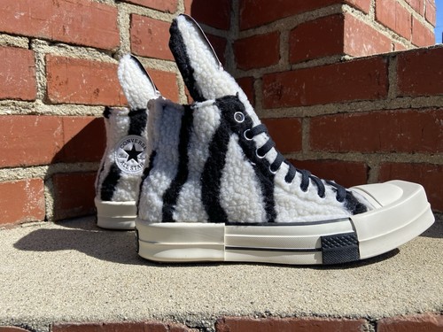 Rick Owens x Converse DRKSHDW Turbodrk Sherpa-Sneaker mit Zebramuster Damengröße 9 - Bild 6 von 19