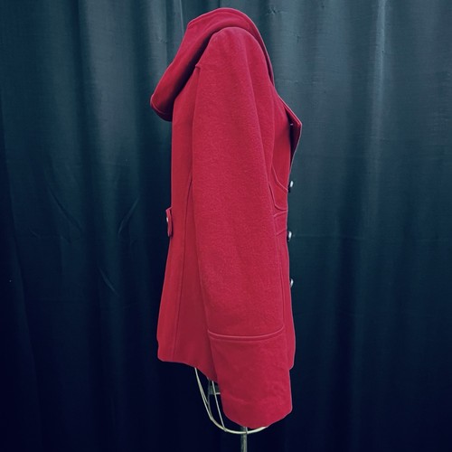 Cappotto rosso lana doppiopetto pea con cappuccio corto foderato donna taglia L giacca - Foto 5 di 22