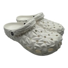 Crocs Classic Geometric Clogs Mens 9 Womens 11 White Slides Sandals 209563-100