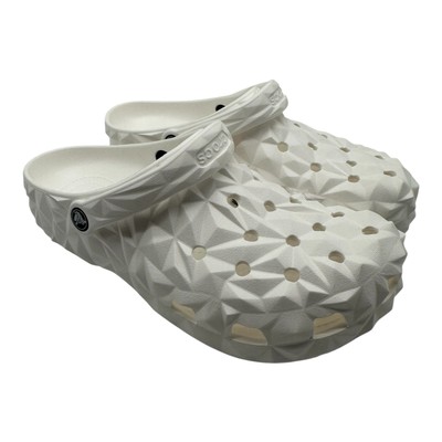 Crocs Classic Geometric Clogs Mens 9 Womens 11 White Slides Sandals 209563-100