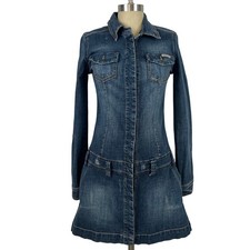 Vintage 90's Y2K Hydraulic Grunge Distressed Denim Mini Dress (Sz M)