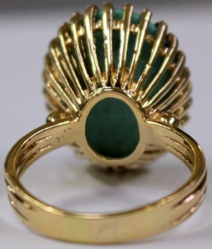 Estate 14K Gold Natural Turquoise Ring - Size 9 - Picture 7 of 9