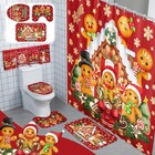 8 Pcs Christmas Shower Curtain Set Xmas Santa Bathroom Decoration Christmas T...