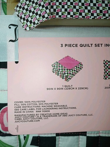 Juicy Couture Quilt 3 Piece Bed Set Queen Size Cherries 🍒 - Picture 7 of 10