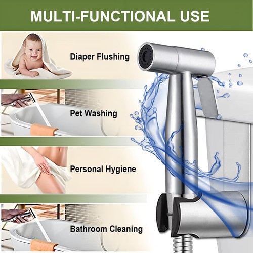 Juego de pulverizador de bidé portátil de acero inoxidable con control de presión ajustable - Imagen 4 de 9