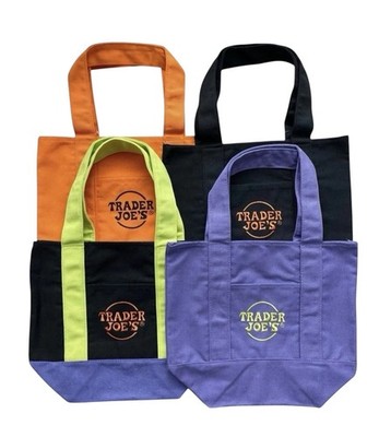 Trader Joes Mini Canvas Totes Halloween Bag Limited Edition Set 4 Trick or Treat