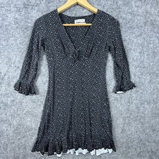Urban Outfitters Mini Dress Women XS Gray Ditsy Floral Babydoll Ruffle Boho
