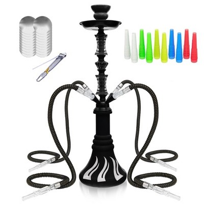 22'' Hookah Set with Everything,Premium Shisha set,Up to 4 BLACK