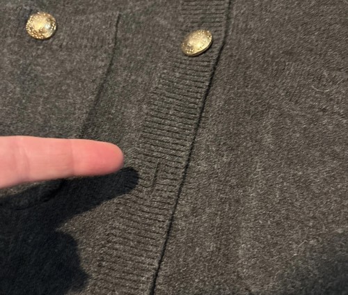 H&M Women S Novelty Gold Button Knit Cardigan Sweater Black Pockets Old Money - Picture 5 of 5