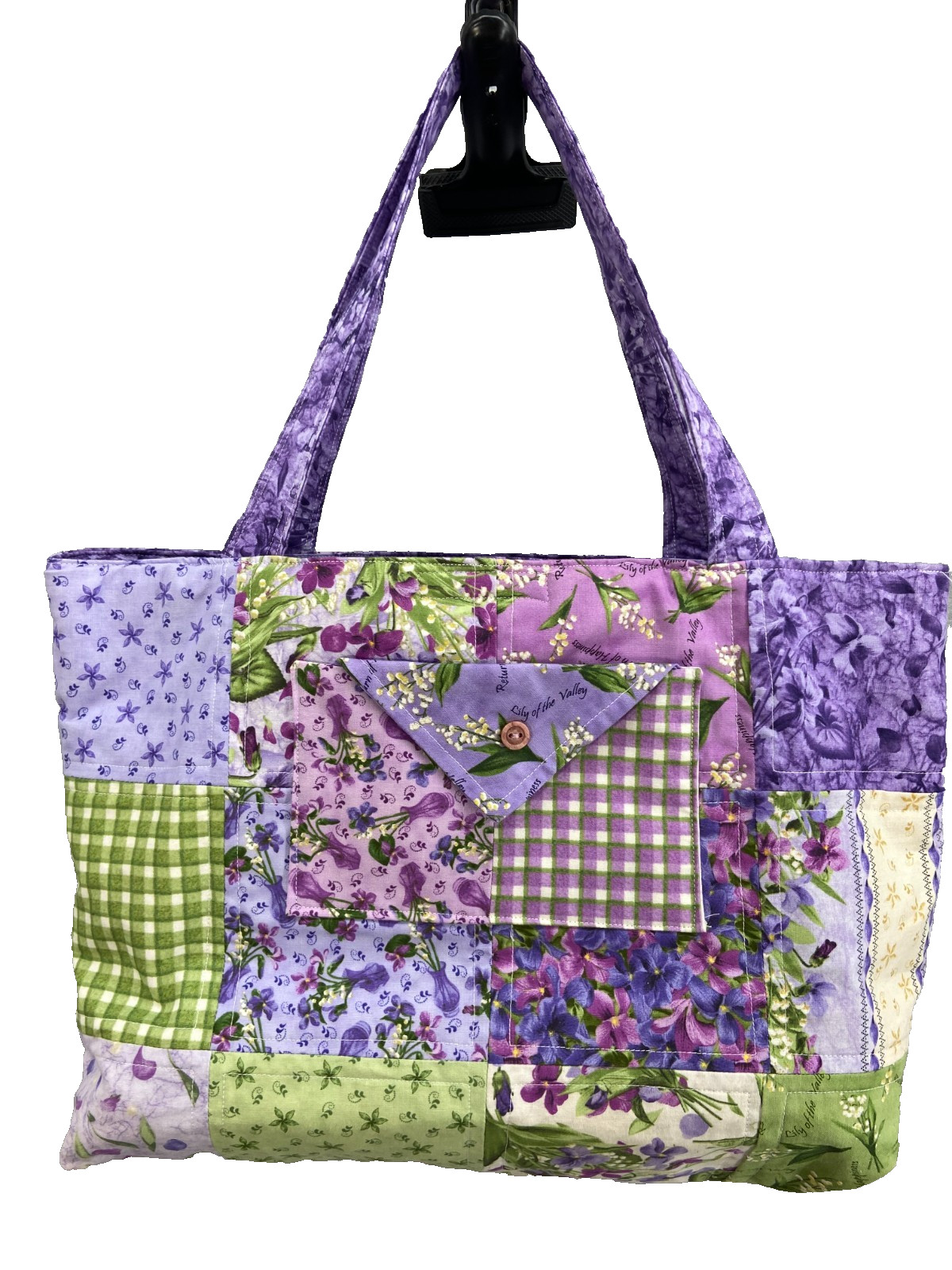 Tote Bag with Pockets Patchwork Quilted Handmade … - image 1