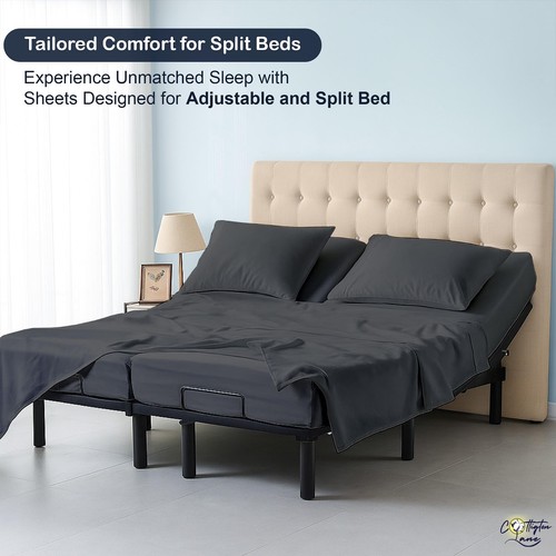 Set Lenzuola Queen Split per Letto Regolabile, Cotone Premium Spacco Queen Coolli... - Foto 3 di 9
