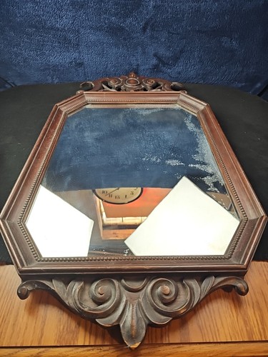 Vintage Hard Wood Chippendale Wall Mirror 36" x 19” Looking Glass Carved Old - Picture 2 of 19