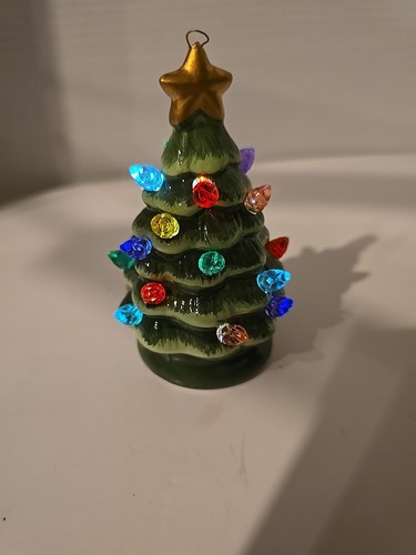 Mr. Christmas Nostalgic Green Ceramic Light Up Tree 4" Ornament Tested Working - Picture 5 of 8
