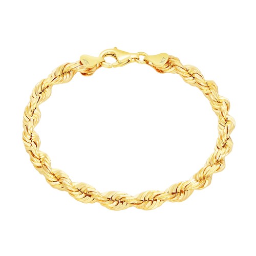 10K Yellow Gold 6mm Diamond Cut Rope Chain Bracelet Men Women 7" 7.5" 8" 8.5" 9" - Picture 13 of 48
