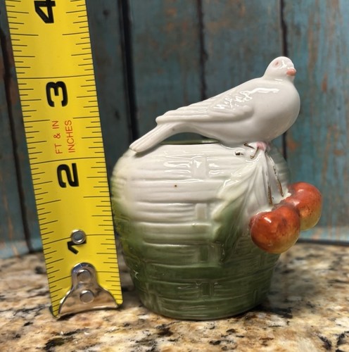 Jarrón miniatura de porcelana artística único de colección con paloma blanca encaramada en la parte superior - Imagen 5 de 6