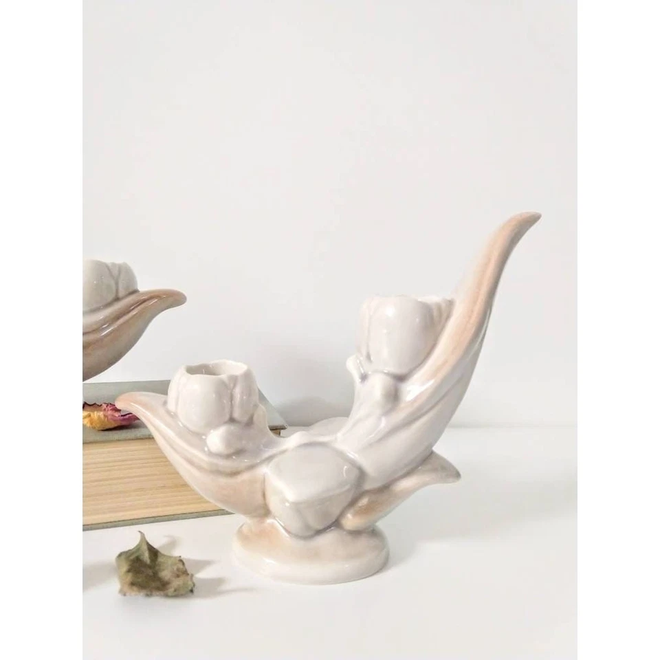 Vintage Roselane California Pottery Double Tulip Candle Holder Set Pasadena - Image 2 of 4