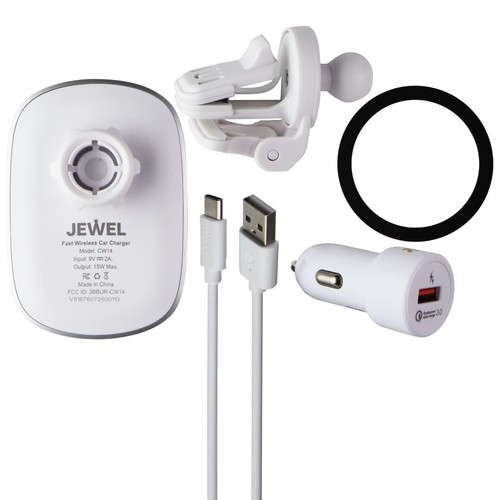 JEWEL Magnétique 15W Alimenté Chargeur sans Fil Voiture Support - Blanc - Photo 3 sur 3