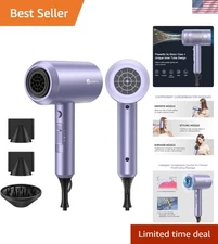 Lavender Ionic Hair Dryer with 2 Nozzles - Fast Drying & Lightweight Design