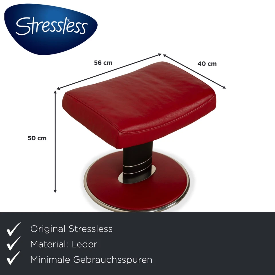 Stressless Jazz Leder Sessel Rot manuelle Funktion inkl. Hocker Größe M - Bild 3 von 4
