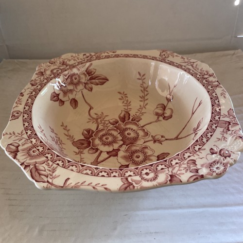 Vintage Alfred Meakin England Medway Decor Pink Bowl 10.5” China Dinnerware - Picture 1 of 9