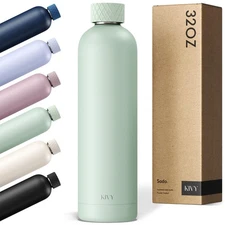 32oz Stainless Steel Insulated Water Bottle - Leak Proof, Keeps Cold Up to 24...