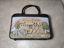 Holy Bible Case Carrier Bag Cover Tapestry Needlepoint Noah's Ark Rainbow Vintag