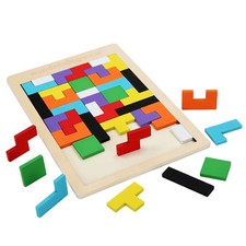1 Set Wooden Blocks Puzzle Brain Teasers Toy Tangram Jigsaw Intelligence