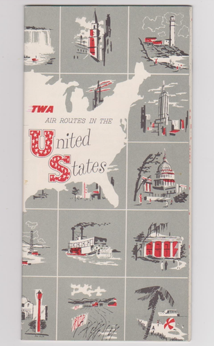 VINTAGE 1951 TWA AIRLINES PACKET WITH ENVELOPE, TWA US AIR ROUTE MAP & BROCHURES - Picture 6 of 12