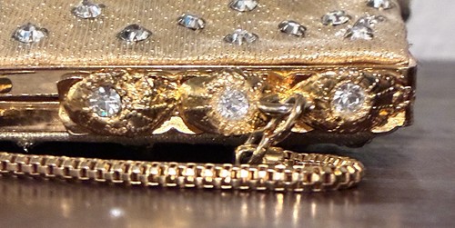 VTG WALBORG GOLD Lame' RHINESTONE Kiss Closure PURSE HANDBAG - Bild 8 von 12