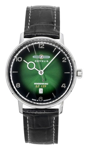Reloj para hombre Zeppelin LZ 129 Hindenburg correa de cuero esfera verde cuarzo 80484 - Imagen 1 de 3