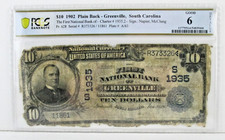 1902 $10 GREENVILLE, SOUTH CAROLINA National Banknote Certified 1902 $10 GREENVILLE, SOUTH CAROLINA National Banknote Certified