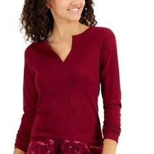 Jenni Women's Split-Neck Pajama Top Red Wine M