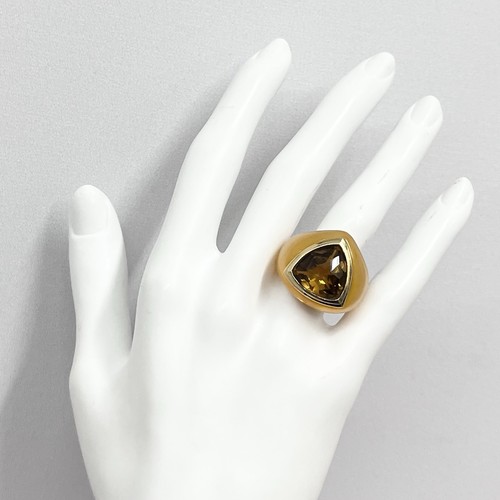Angelique de Paris AP 18K Gold Citrine Resin Ring 10 Grams Size 6 3/4 - Picture 1 of 13