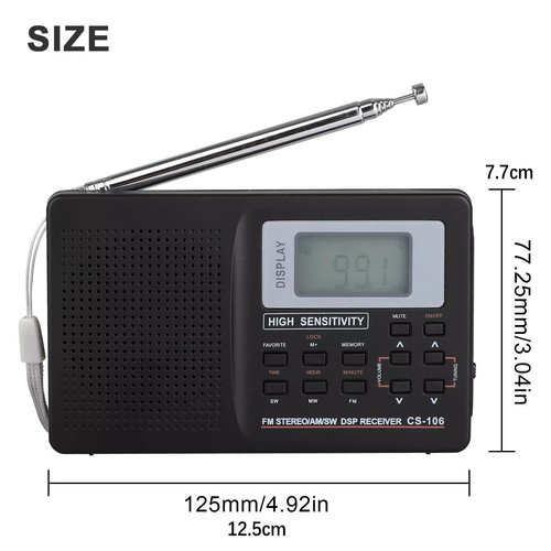 CS-106 Digital Radio LCD Display FM/AM/SW/MW Full Frequency Band Receiver - Picture 4 of 12