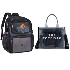 Mesh Backpack with Clear Tote Bag 12x12x6 for Stadium Events
