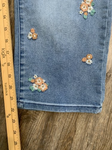 DG2 Diane Gilman Jeans Womens 16PW Blue Denim Cropped Floral Embroidered - Picture 7 of 9