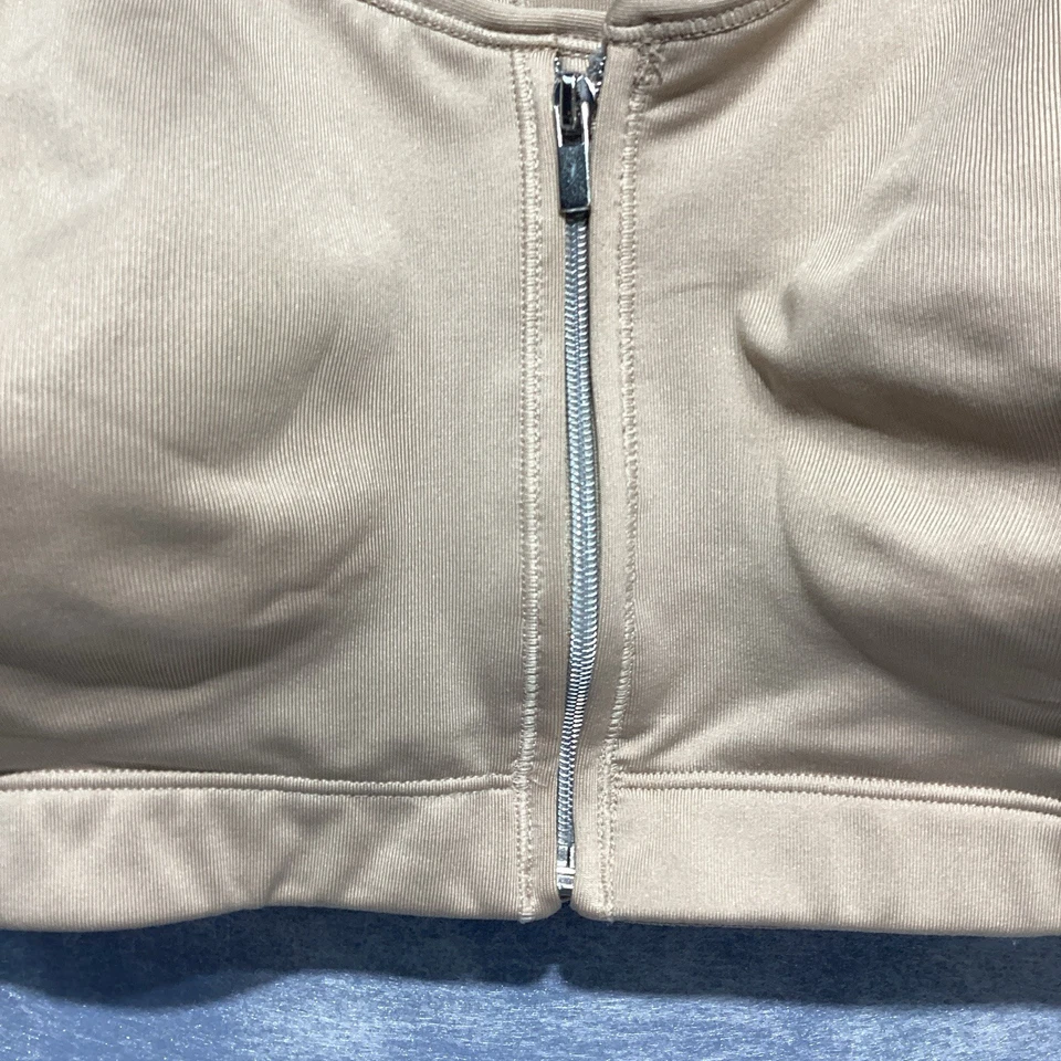 Playtex Large Sport Support Front Zip Racerback Sports Bra Beige - Image 3 of 4