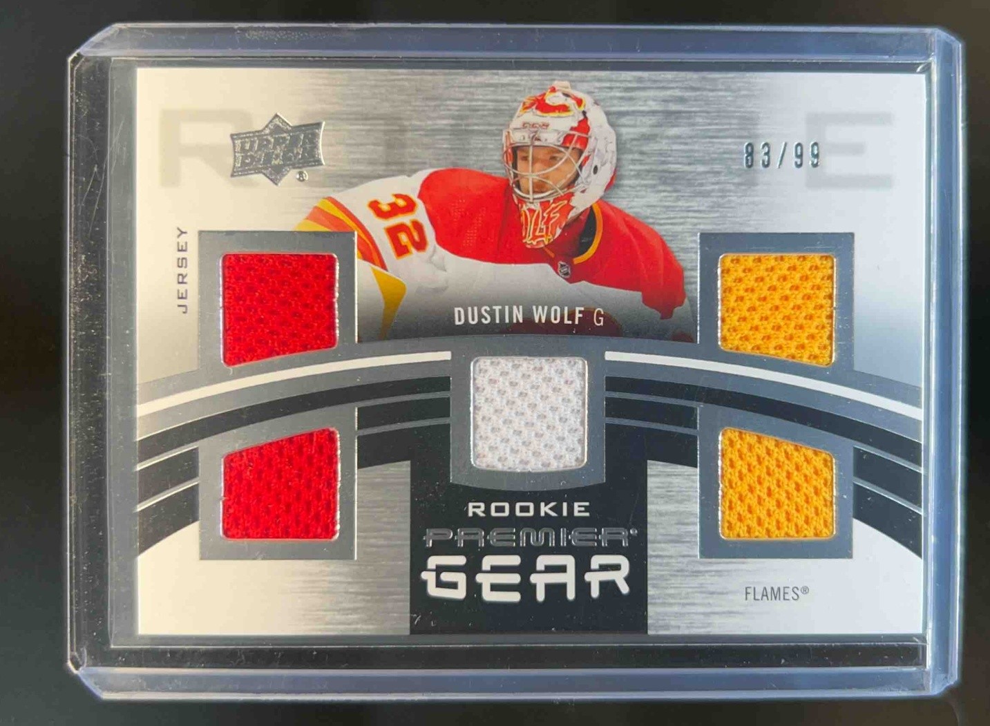 2023-24 Upper Deck Premier Dustin Wolf Gear Rookies Jersey RC #83/99