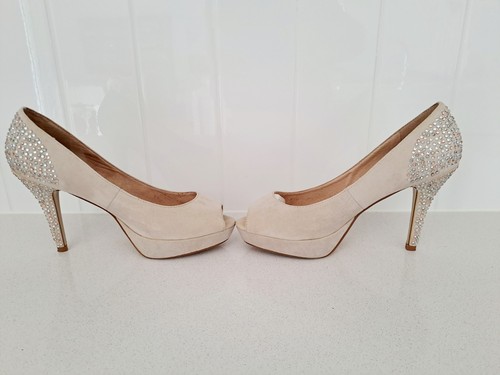 Forever New Platform Beige Bling Heels Size 9/40 Worn Once - Picture 8 of 16