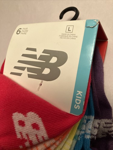 New 6 pr. NB New Balance Big Girls L(3.5-7) Moisture Wick Colorful No-Show Socks - Picture 4 of 13