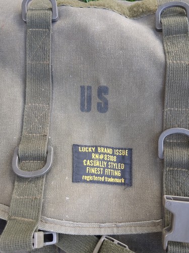 Lucky Brand Ruck Sack Messanger Bag. Militärgrünes Canvas. Hippie Retro. Selten - Bild 2 von 9